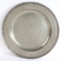 A WILLIAM & MARY PEWTER MULTIPLE-REED RIM DISH, WORCESTERSHIRE, CIRCA 1695.