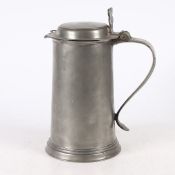 A WILLIAM & MARY PEWTER FLAT-LID FLAGON, YORK, CIRCA 1690.