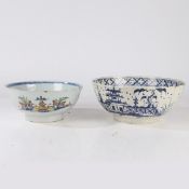 TWO 18TH CENTURY DELFT BOWLS.