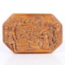 AN ITALIAN 17TH CENTURY BOXWOOD SNUFF BOX.