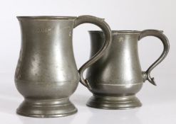 A VICTORIAN PEWTER THIRD-QUART TULIP-SHAPED MUG, BRISTOL, CIRCA 1870.