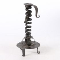 AN IRON SPIRAL CANDLESTICK, CIRCA 1800.