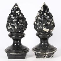 A PAIR OF VICTORIAN ENGLISH CAST ZINC FINIALS.