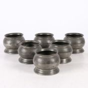 A RARE SET OF SIX EARLY 19TH CENTURY PEWTER BULBOUS SALTS, ENGLISH, CIRCA 1830.