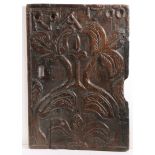 AN INTERESTING WILLIAM III CARVED OAK PANEL, INITIALLED AND DATED 1700.