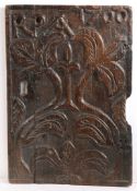 AN INTERESTING WILLIAM III CARVED OAK PANEL, INITIALLED AND DATED 1700.