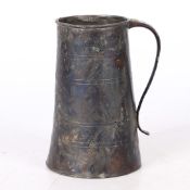 A RARE CHARLES I PEWTER ALE QUART STRAIGHT-SIDED TAVERN POT, CIRCA 1640.