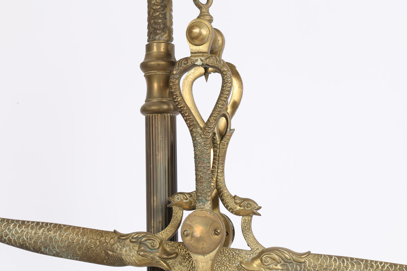 A LARGE PAIR OF 19TH/20TH CENTURY BRASS SCALES. - Image 7 of 12