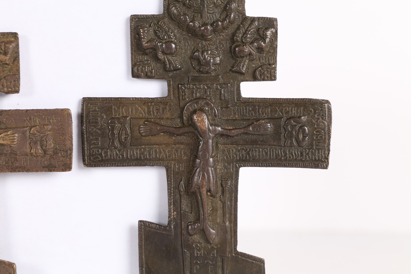 TWO 19TH CENTURY RUSSIAN ORTHODOX BRONZE ICONS. - Image 8 of 10