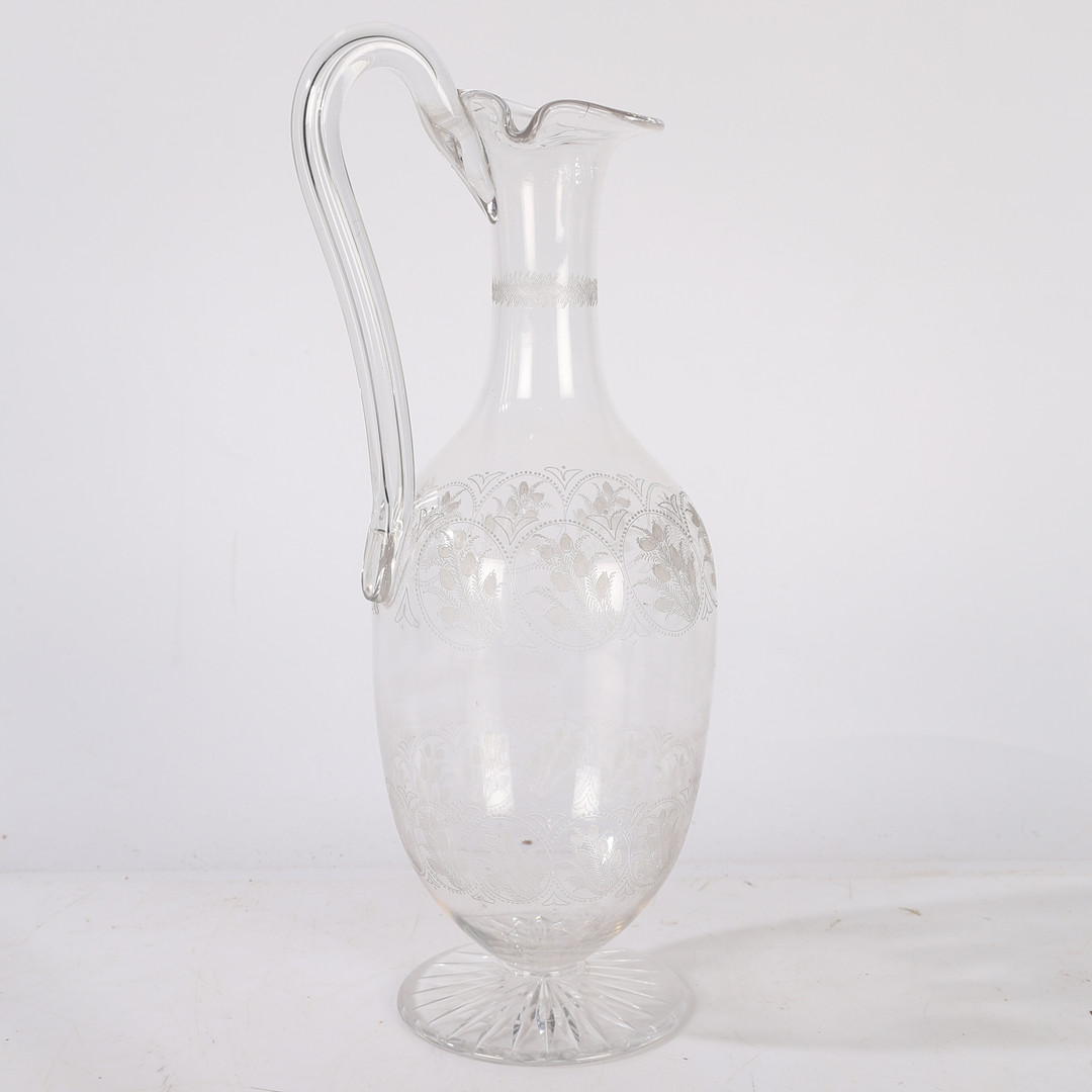 A VICTORIAN STOURBRIDGE GLASS CLARET JUG, CIRCA 1860.