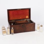 A 19TH CENTURY FLAME MAHOGANY CASED APOTHECARY CHEST.
