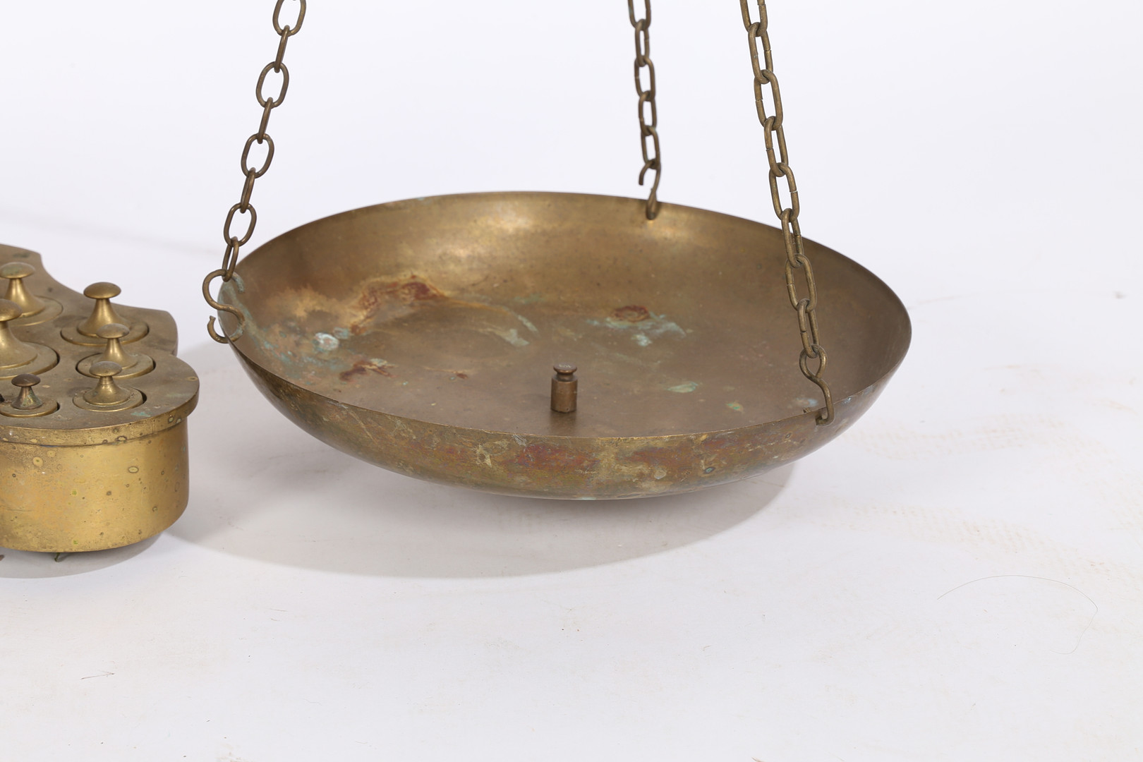 A LARGE PAIR OF 19TH/20TH CENTURY BRASS SCALES. - Image 6 of 12