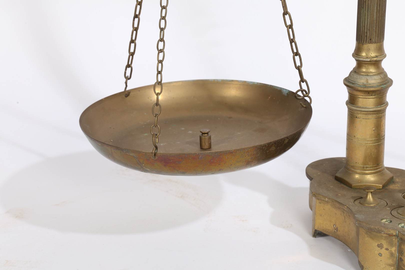 A LARGE PAIR OF 19TH/20TH CENTURY BRASS SCALES. - Image 5 of 12