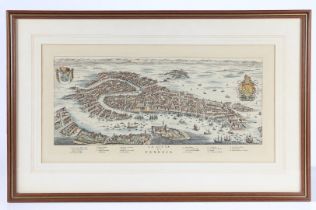 "LA CITTA DI VENEZIA" HAND COLOURED MAP OF VENICE.