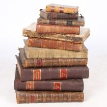 A COLLECTION OF 18TH AND 19TH CENTURY LEATHER BOUND BOOKS.