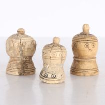 THREE PERSIAN BONE CHESS PIECES, CIRCA 1000-1200 AD.