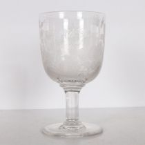 AN EDWARDIAN ACID ETCHED GLASS GOBLET, CIRCA 1905.
