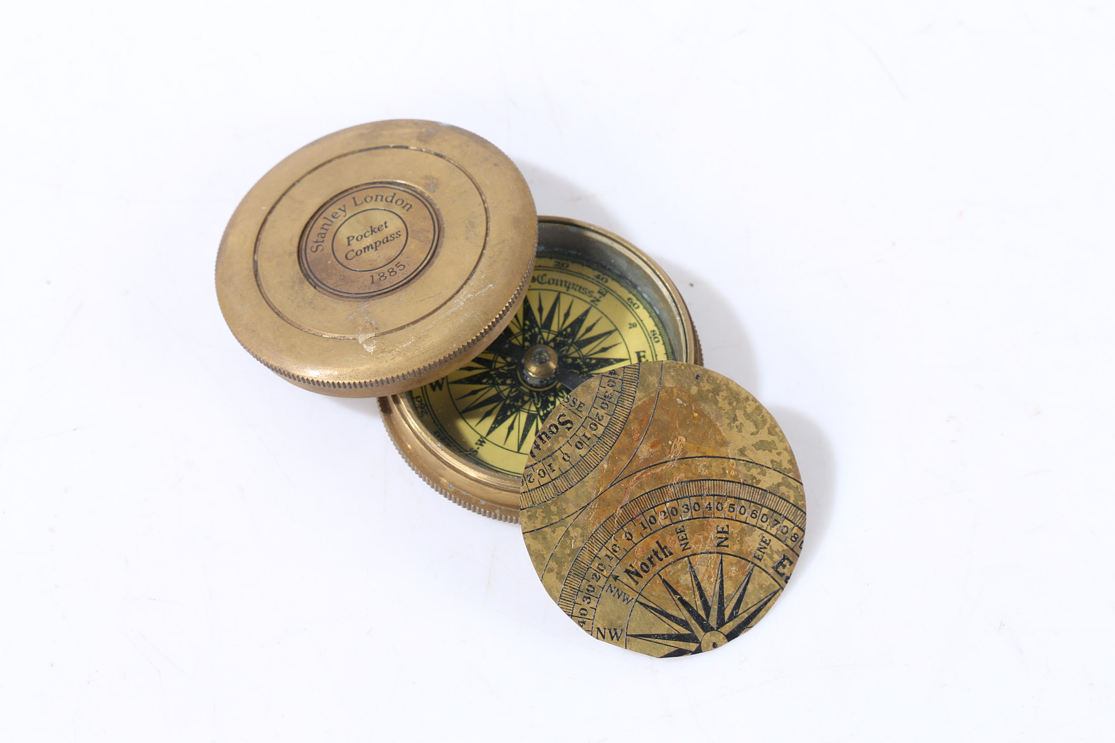 A STANLEY LONDON POCKET COMPASS 1885. - Image 5 of 6