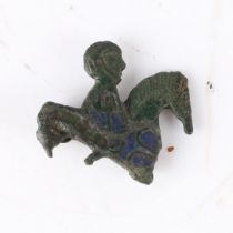 A ROMANO BRITISH HORSE AND RIDER BRONZE BROOCH, 3RD CENTURY AD.