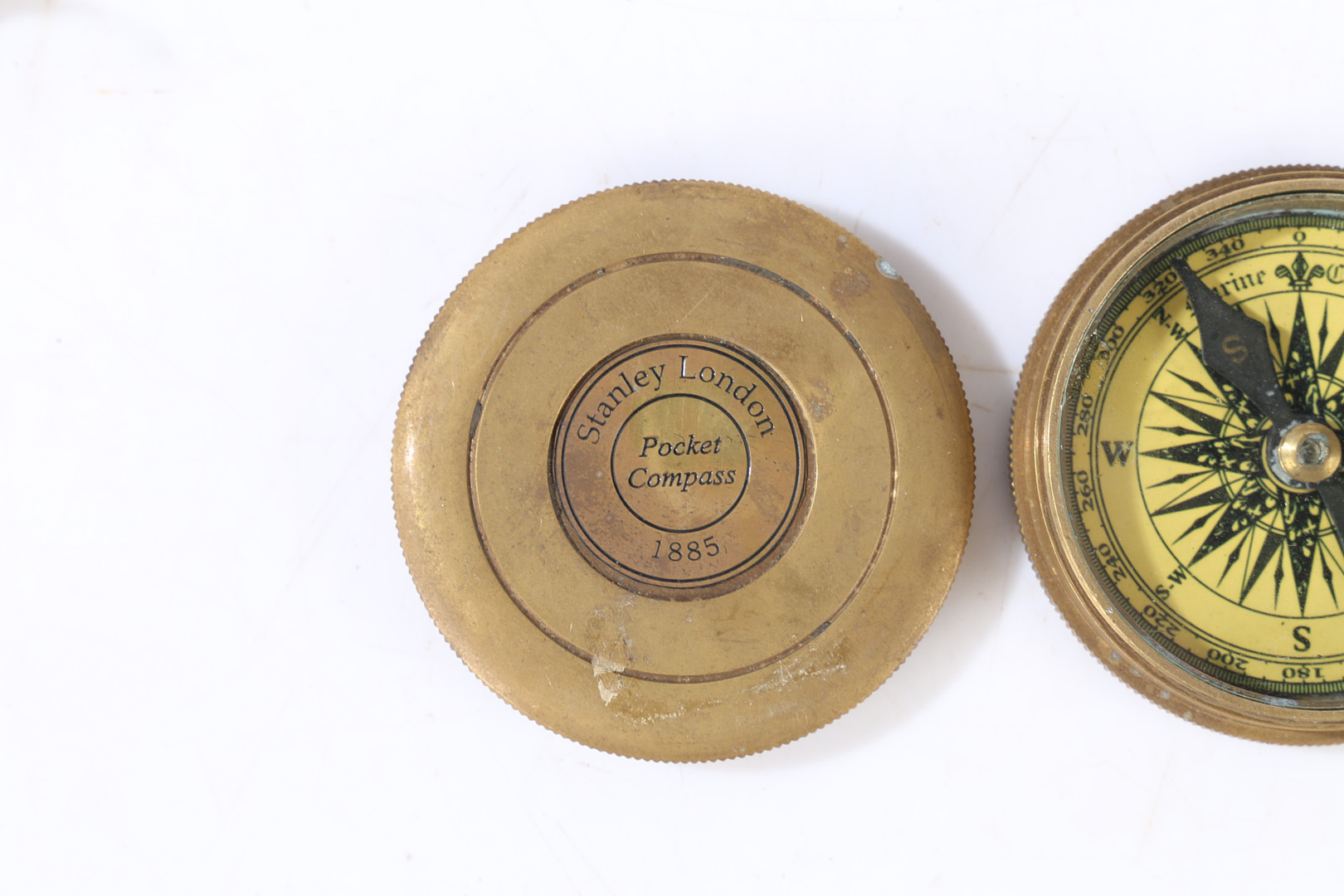 A STANLEY LONDON POCKET COMPASS 1885. - Image 2 of 6