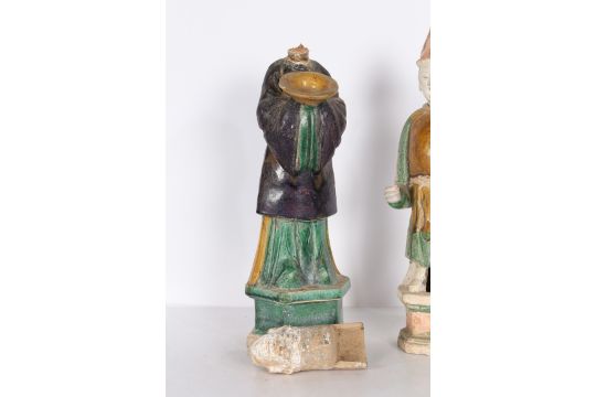 TWO CHINESE POTTERY TOMB ATTENDANTS. - Image 2 of 12