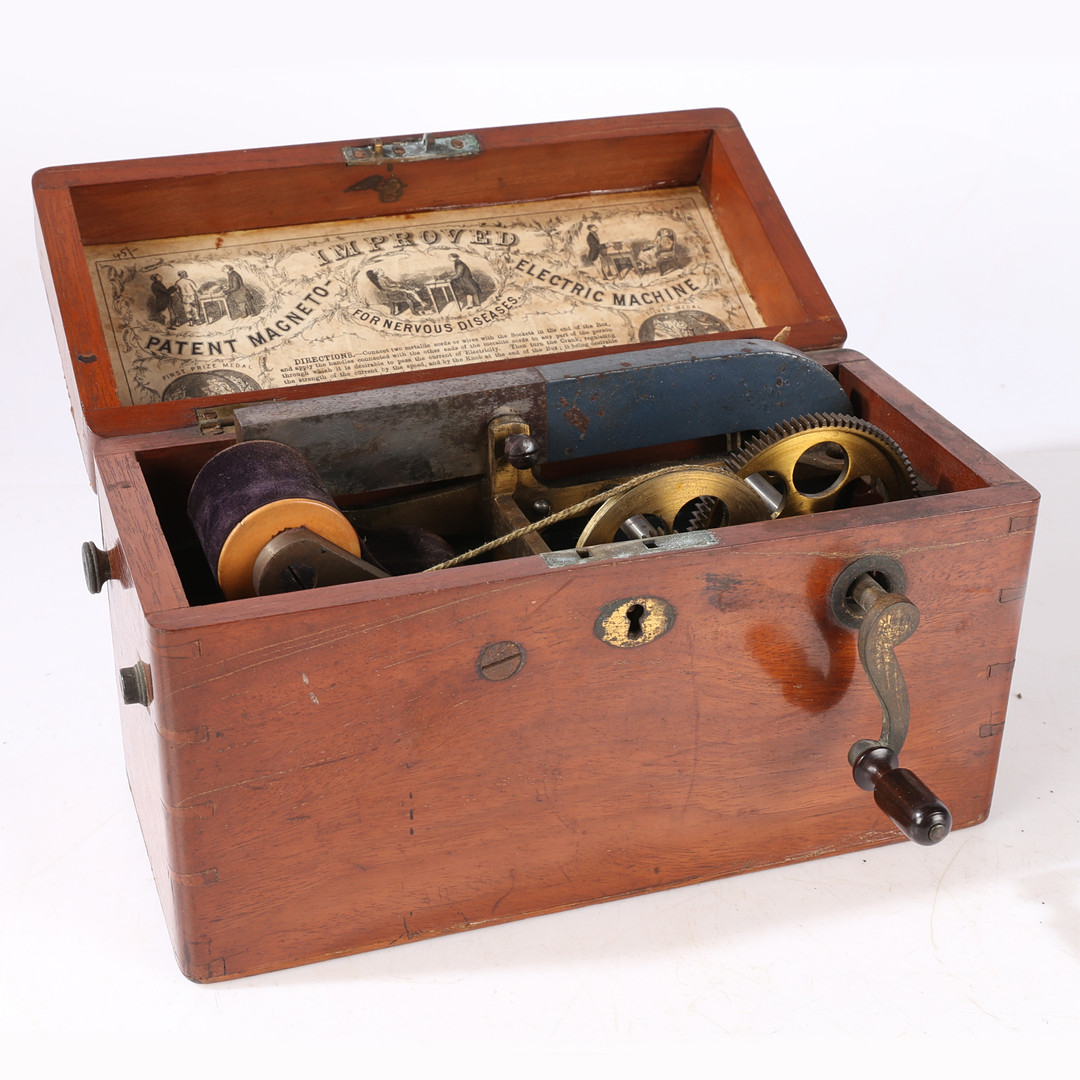 A 19TH CENTURY "IMPROVED PATENT MAGNETO ELECTRIC MACHINE FOR NERVOUS DISEASES".