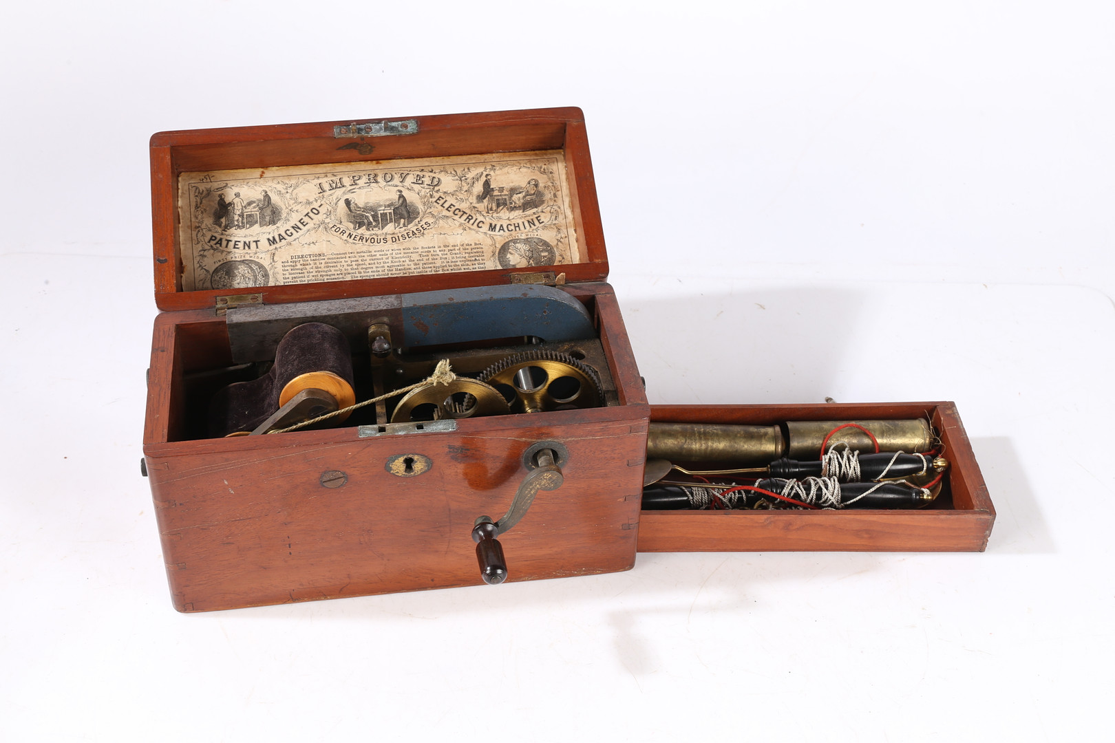A 19TH CENTURY "IMPROVED PATENT MAGNETO ELECTRIC MACHINE FOR NERVOUS DISEASES". - Image 7 of 10