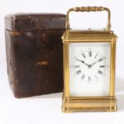 A 19TH CENTURY HENRI JACOT REPEATING CARRIAGE CLOCK.