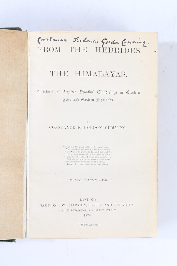 CONSTANCE F. GORDON CUMMING "FROM THE HEBRIDES TO THE HIMALAYAS" 1ST EDITION VOLUMES 1 & 2. - Image 4 of 13