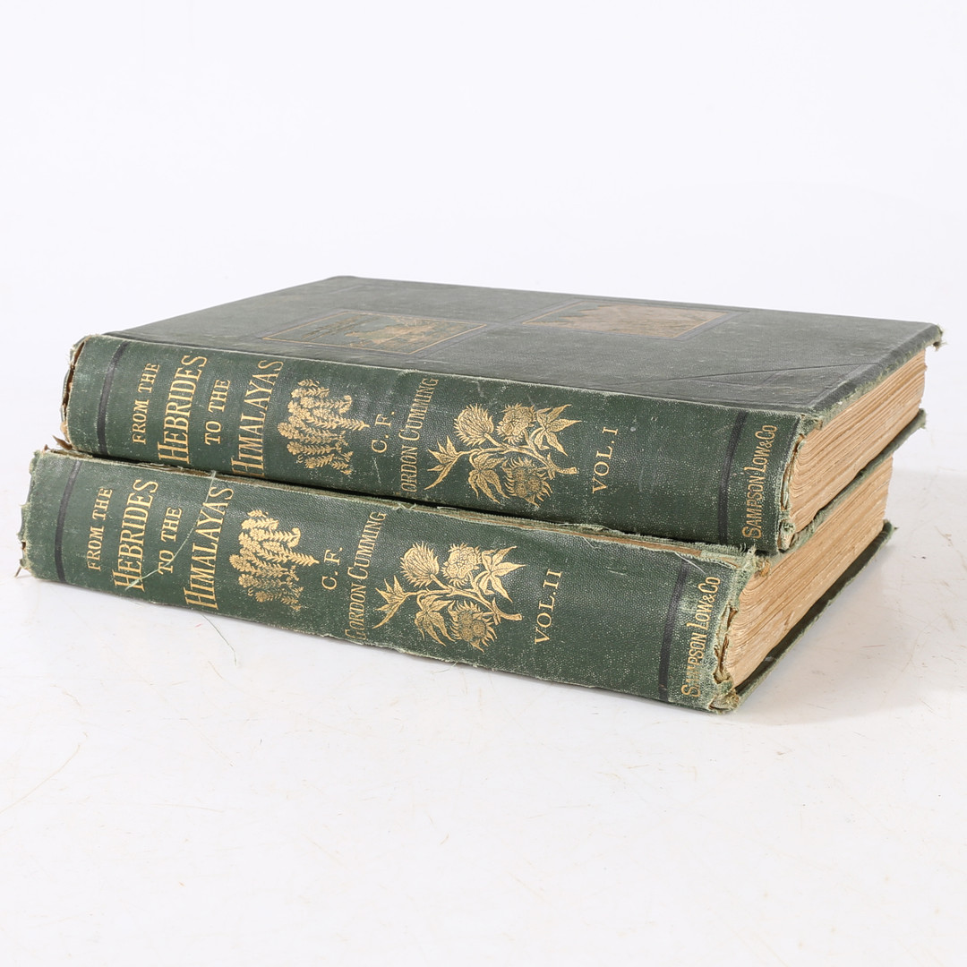CONSTANCE F. GORDON CUMMING "FROM THE HEBRIDES TO THE HIMALAYAS" 1ST EDITION VOLUMES 1 & 2.