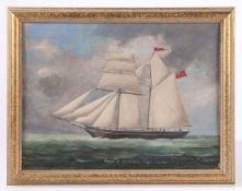 19TH CENTURY ENGLISH SCHOOL "A SAILING VESSEL, INSCRIBED "ARGO OF IPSWICH, CAPT. LUCAS".