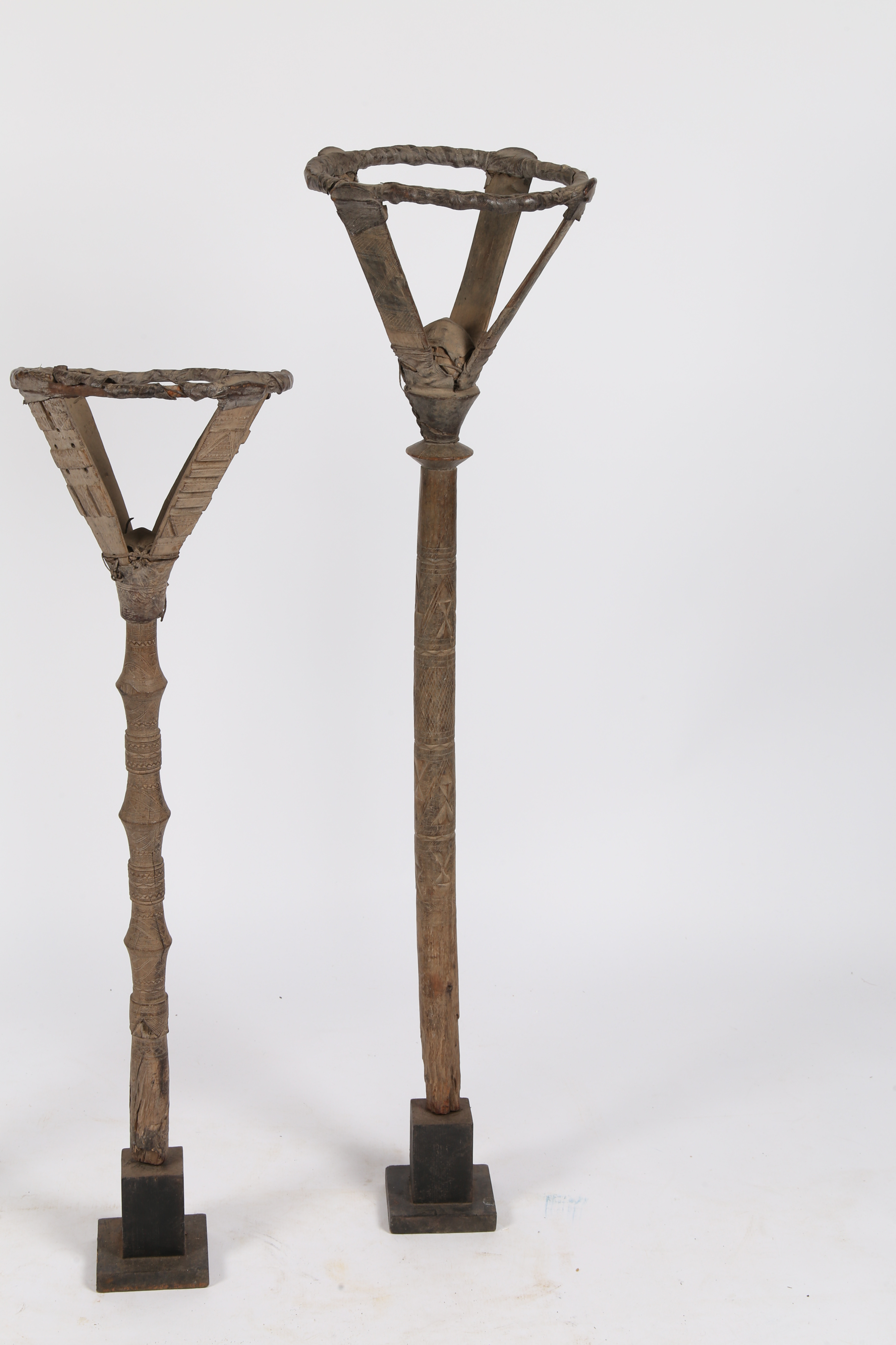 THREE TUAREG TORCHERES OR BOWL STANDS. - Image 4 of 11