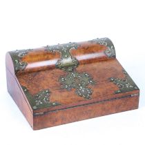 A VICTORIAN WALNUT AND COROMANDEL GOTHIC REVIVAL WRITING BOX.