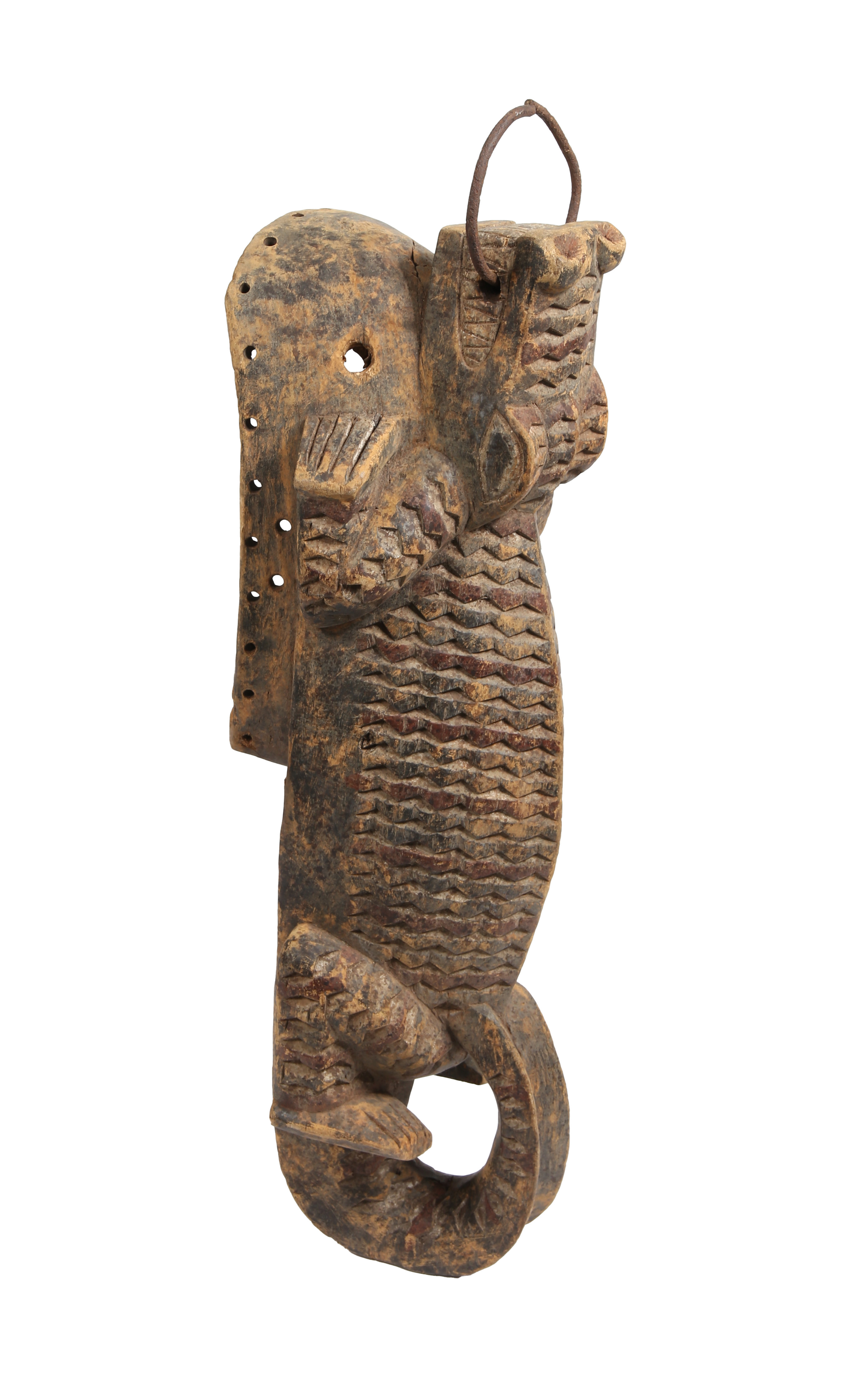 A LARGE AFRICAN CARVED CROCODILE MASK. - Image 2 of 11