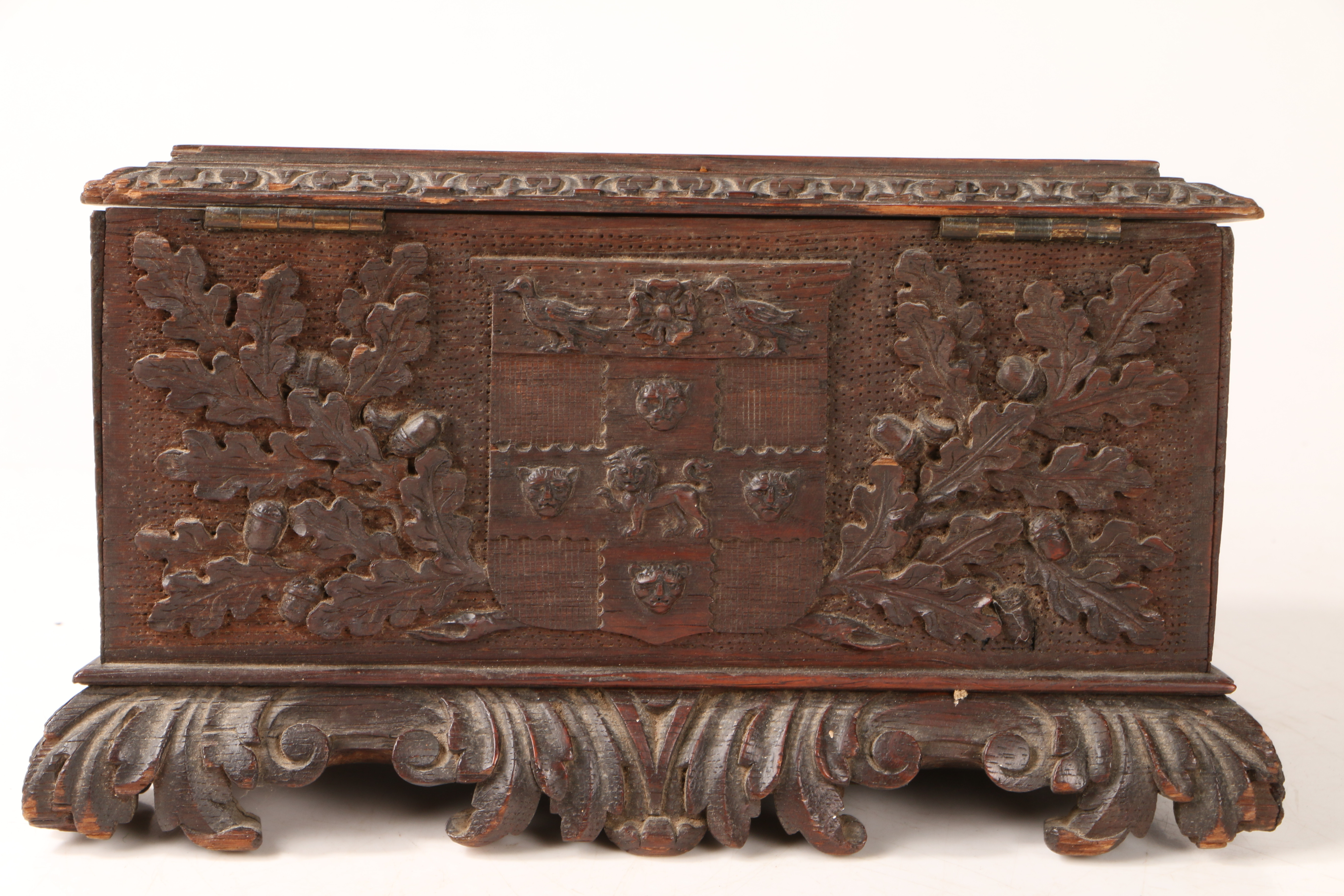 CHRIST CHURCH INTEREST - A 19TH CENTURY CARVED OAK BOX. - Image 6 of 10