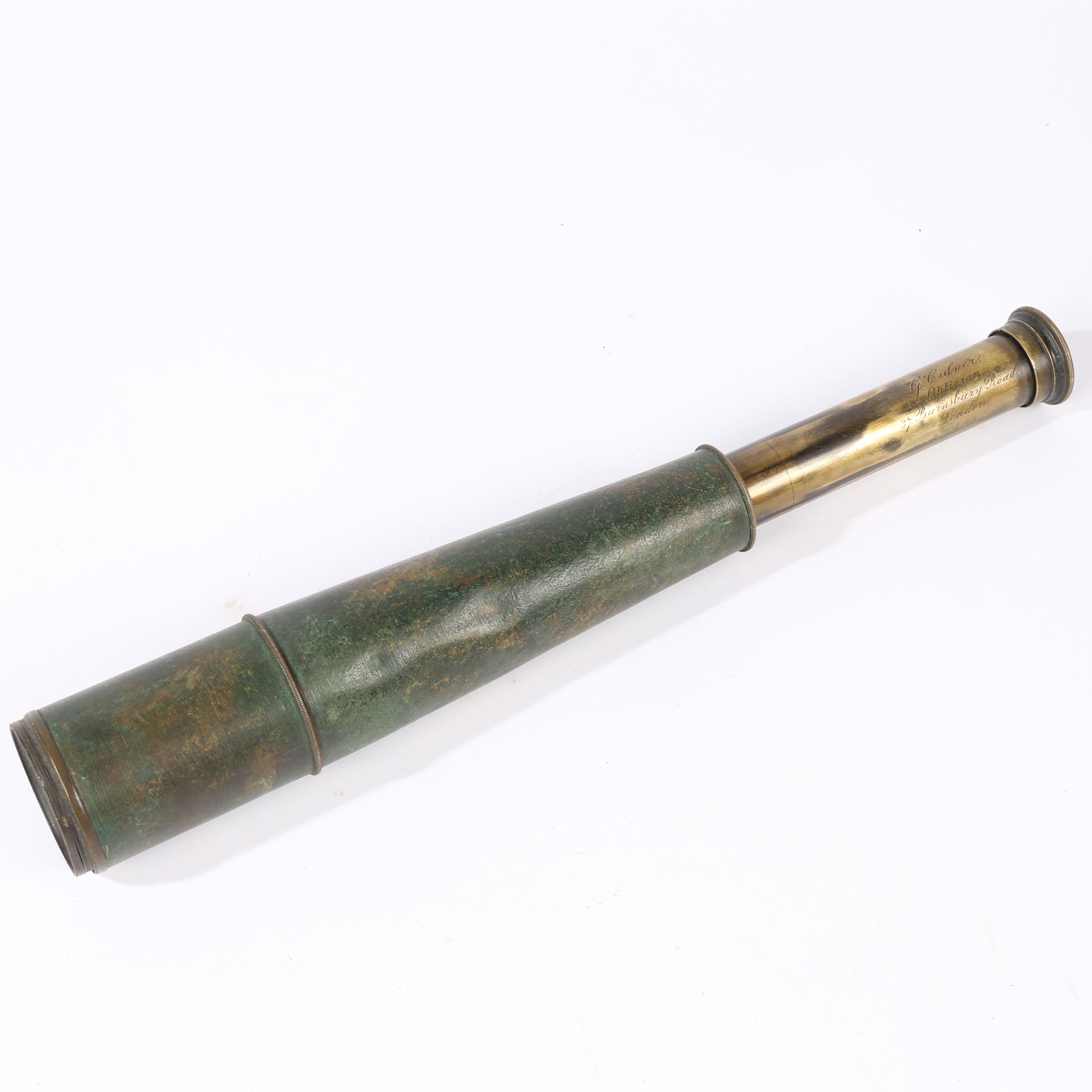 A VICTORIAN SINGLE DRAW TELESCOPE BY G. CULVER OPTICIAN OF LONDON.