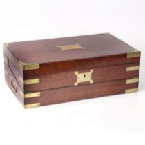 A VICTORIAN MAHOGANY AND BRASS BOUND CAMPAIGN WRITING SLOPE.