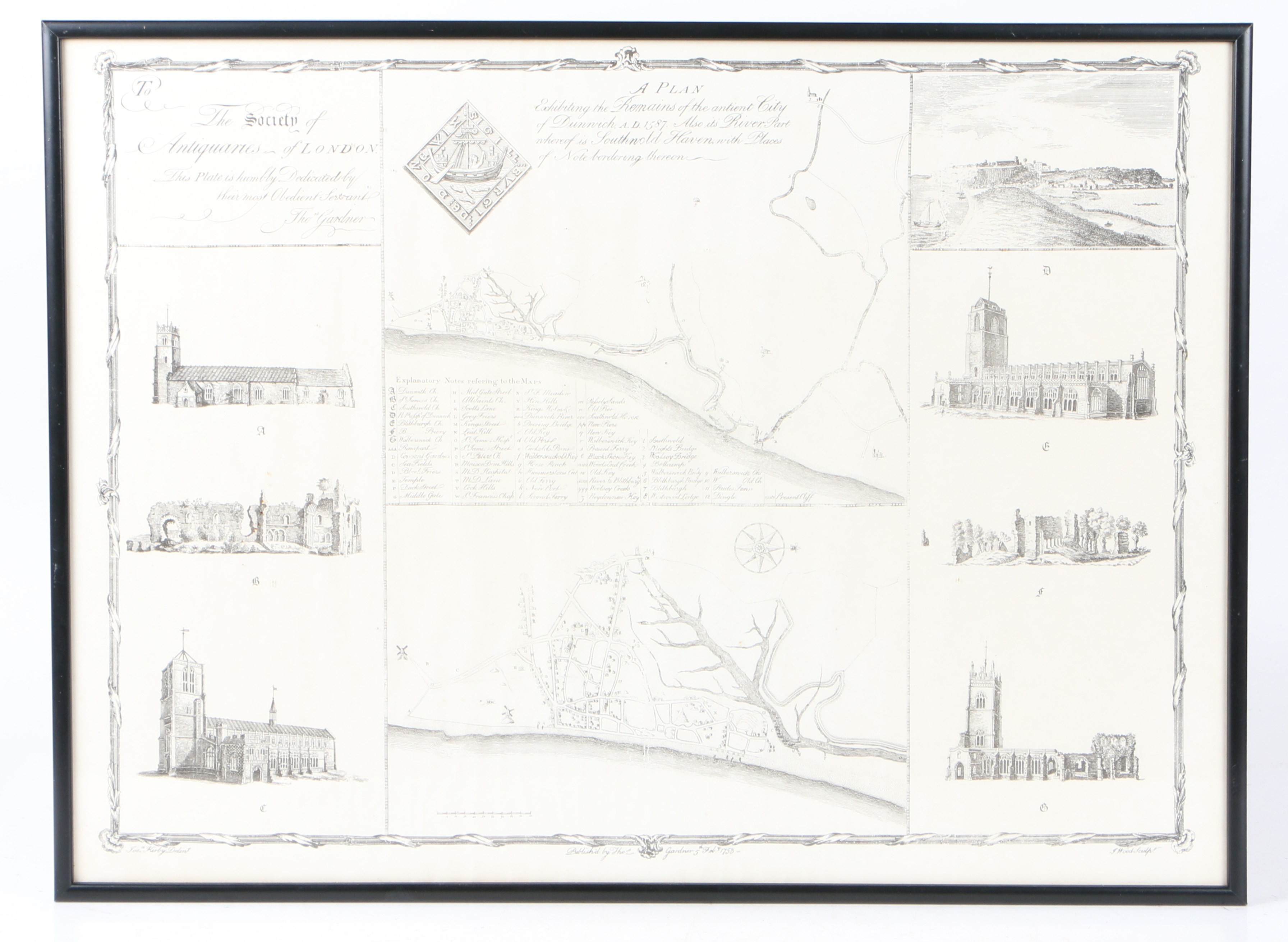 JOSHUA KIRBY & THOMAS GARDNER "A PLAN EXHIBITING THE REMAINS OF THE ANCIENT CITY OF DUNWICH, A.D. 15