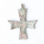 A BYZANTINE ENKOLPION BRONZE CROSS PENDANT, 11TH - 13TH CENTURY AD.