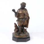 A 19TH CENTURY BRONZE FIGURE OF A YOUNG BOY PAINTER.