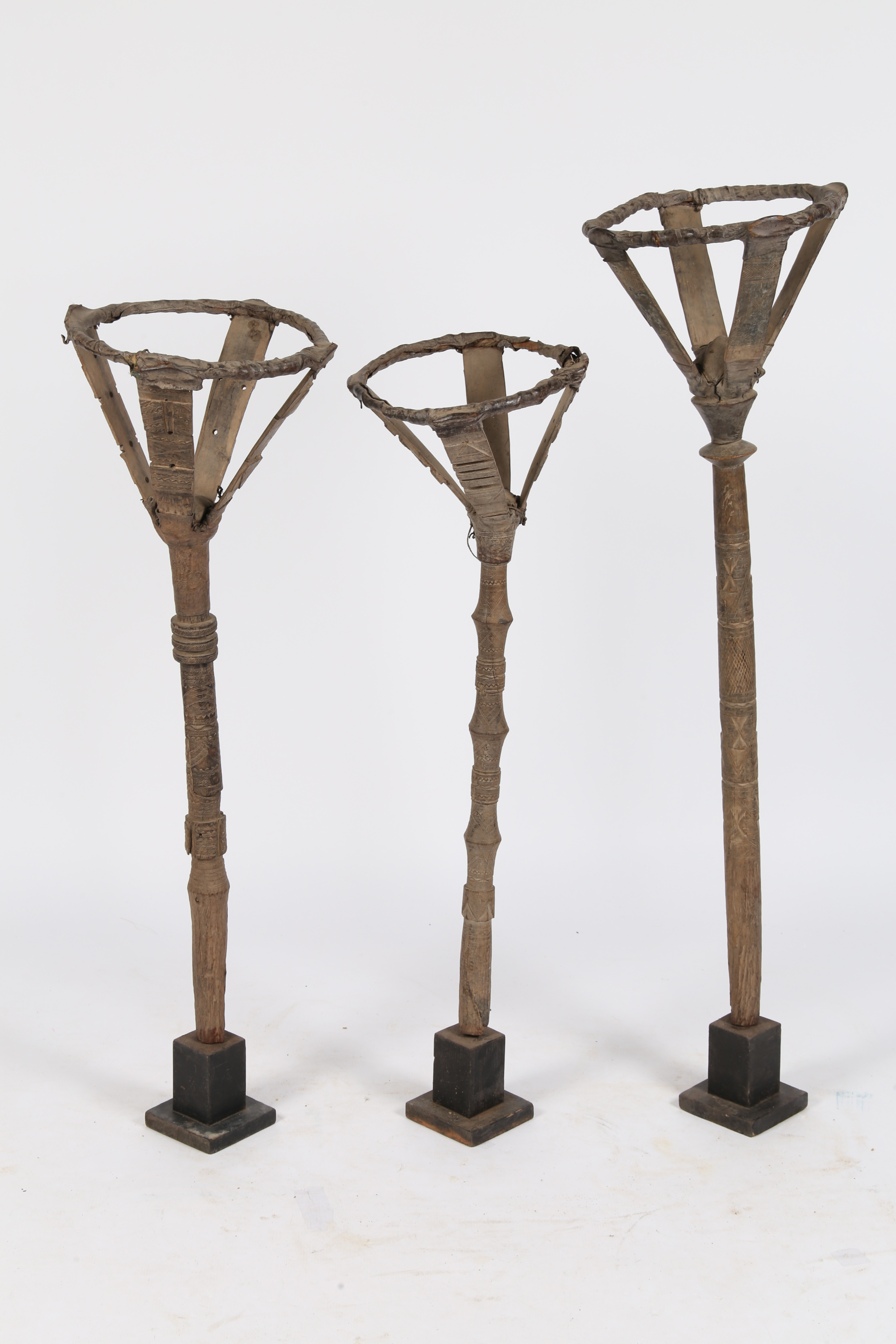 THREE TUAREG TORCHERES OR BOWL STANDS. - Image 11 of 11