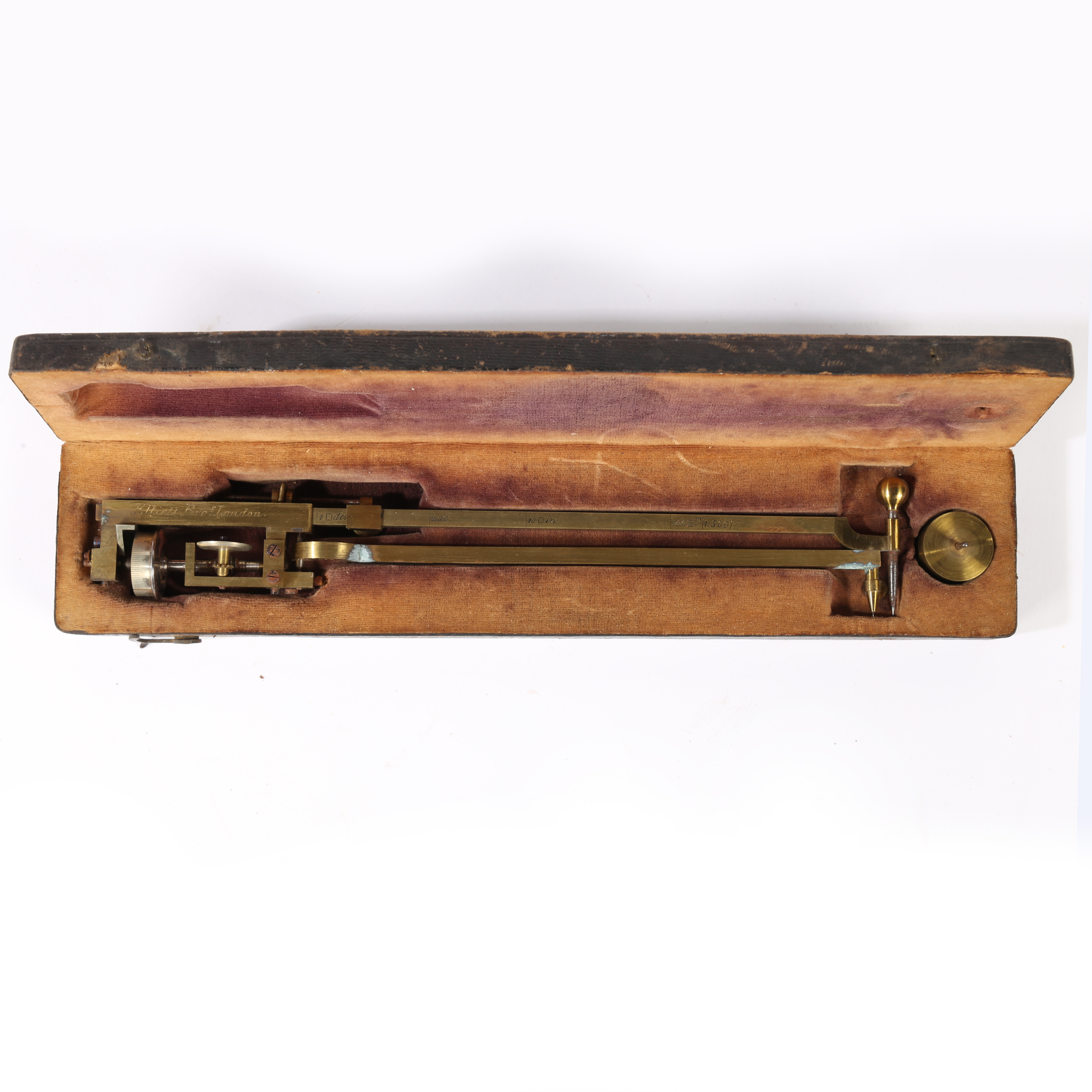 A LATE 19TH/20TH CENTURY BRASS PLANIMETER BY ELLIOTT BROS LONDON.