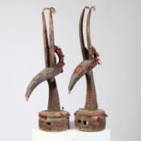 A NEAR PAIR OF BAMARA CHIWARA HEADDRESSES, MALI.