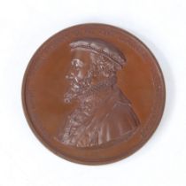 A 19TH CENTURY BRONZE BRITISH COMMEMORATIVE MEDAL BY W WYON RA.