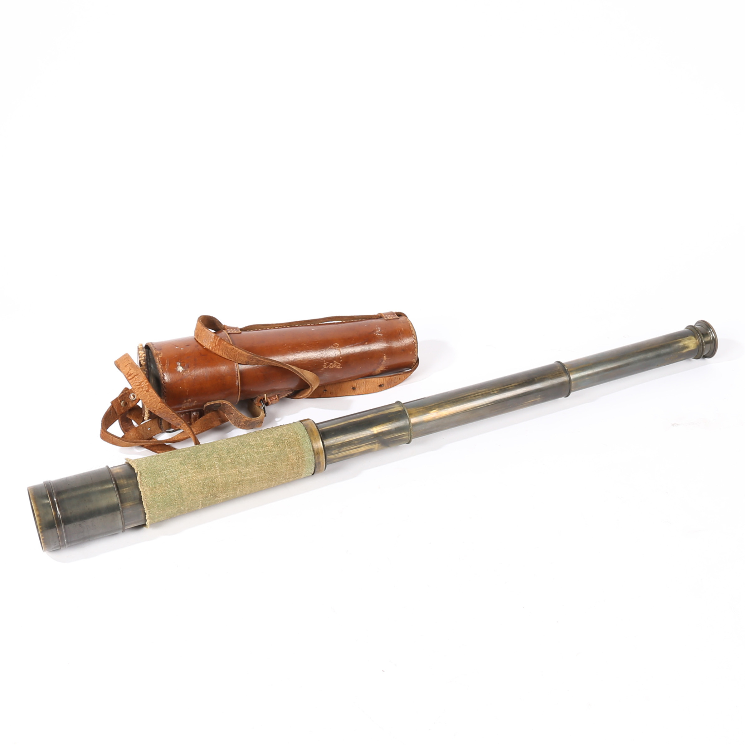 A NEGRETTI & ZAMBRA 'THE GILLIE' BRASS TELESCOPE.