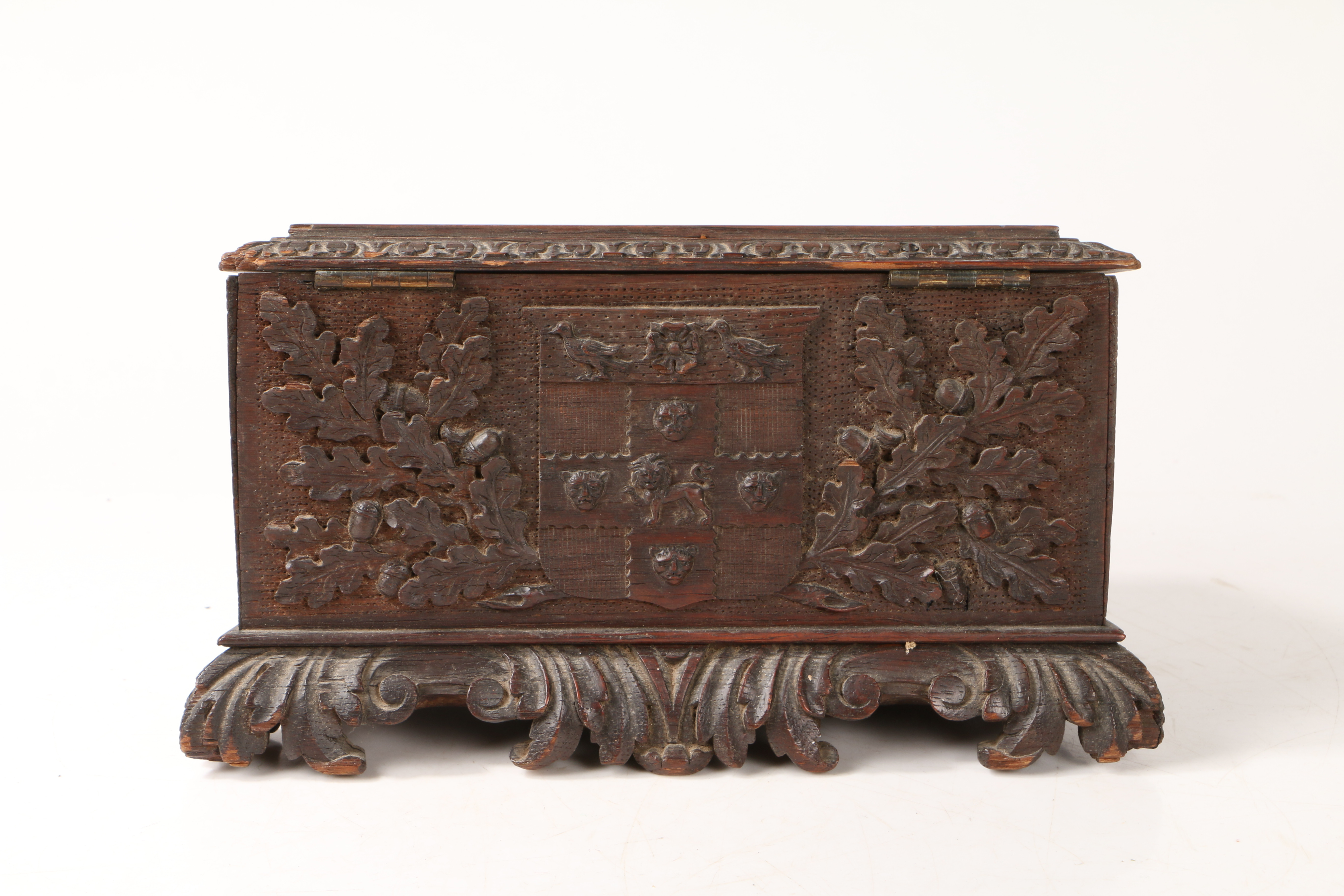 CHRIST CHURCH INTEREST - A 19TH CENTURY CARVED OAK BOX. - Image 5 of 10