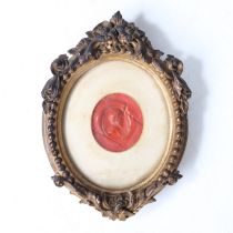 AN INTERESTING 19TH CENTURY RED WAX SEAL IMPRESSING OF MICHAEL ANGELO.