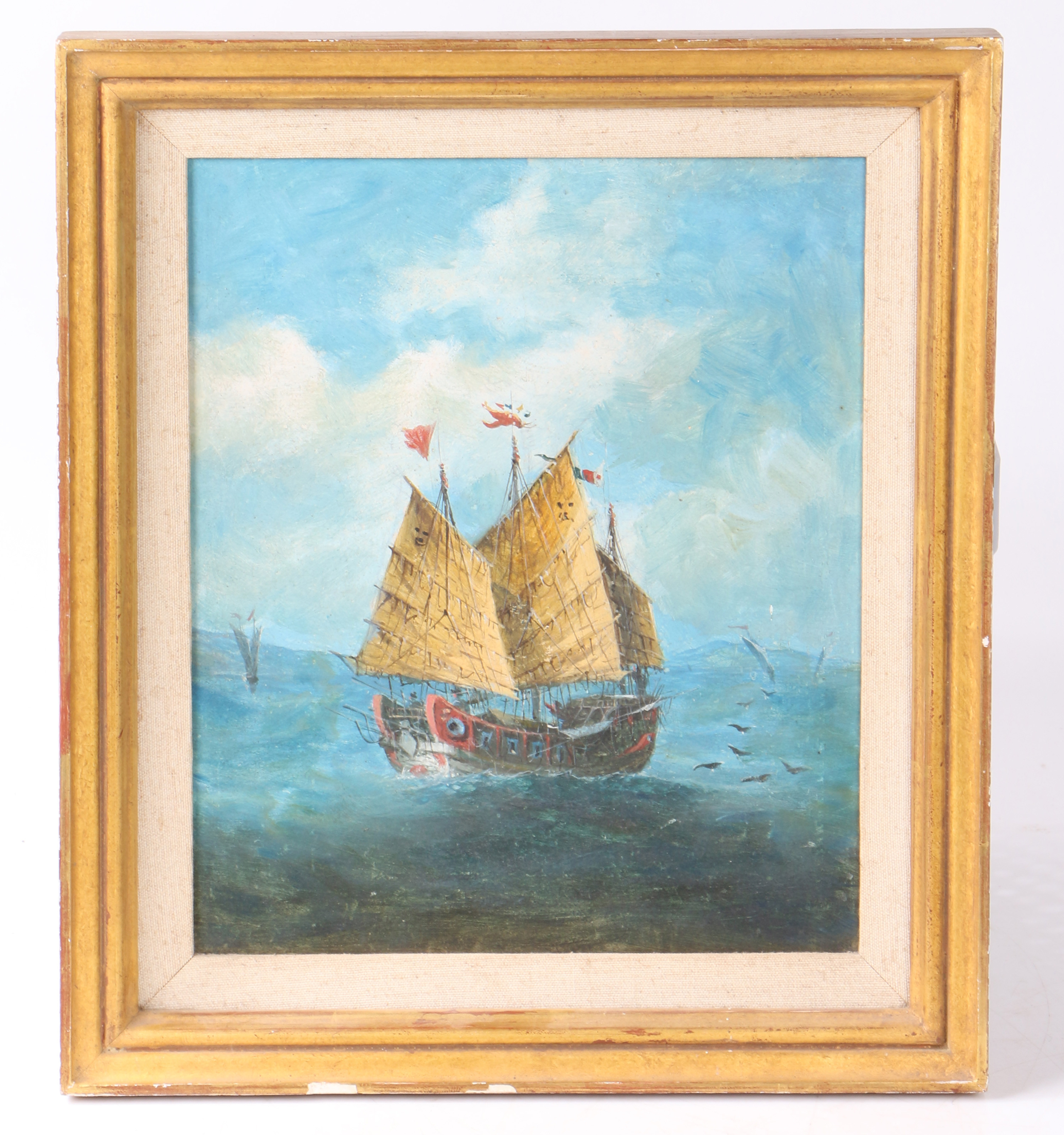 CHINESE SCHOOL (LATE 19TH/20TH CENTURY) "18TH CENTURY CHINESE THREE MASTED SHIP".