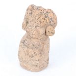 A PRE COLOMBIAN POTTERY FEMALE FIGURE, CIRCA 1450.