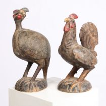 TWO AFRICAN CARVED BIRDS.